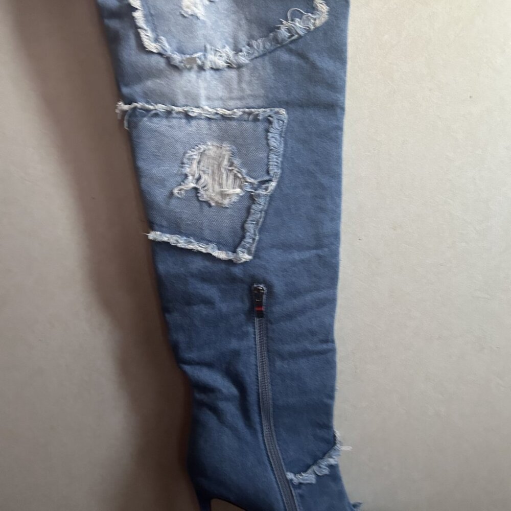 Denim Thigh High Boots...Size 8
